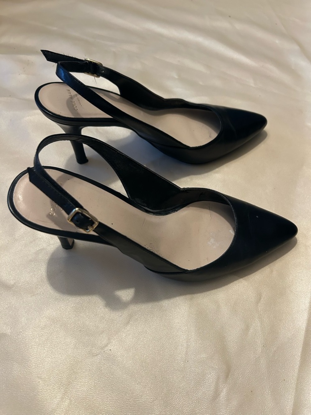 Black Slingback Pointed-Toe Heels